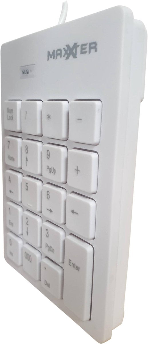 Numeriek USB Toetsenbord - 19 toetsen - MaxXter - Wit