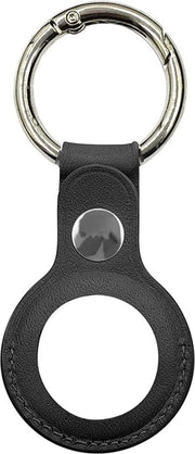 Geschikt voor Apple AirTag-Sleutelhanger - PU Leren Hanger AirTag Hoesje - AirTag Apple Case - 1 stuk - Zwart