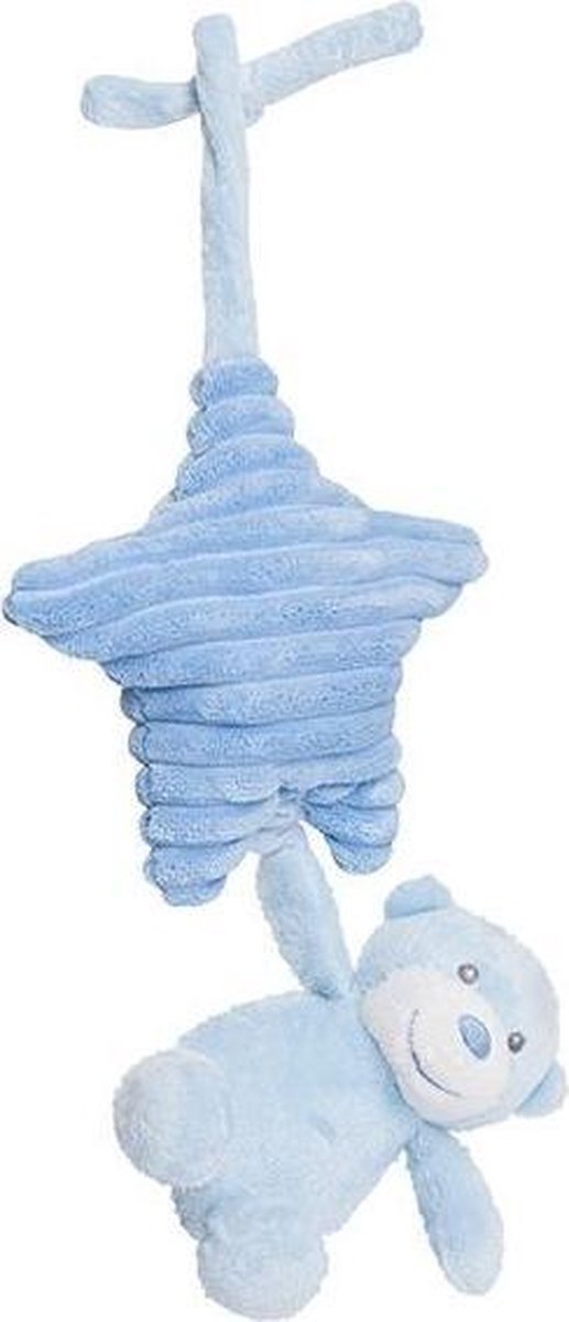 Plush Toy Bear Musical Aurora Baby Blue Hanging 31Cm