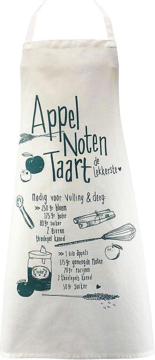 Keukenschort - Bakschort - Appeltaart -  100% Organisch Katoen - 70 x 90 cm