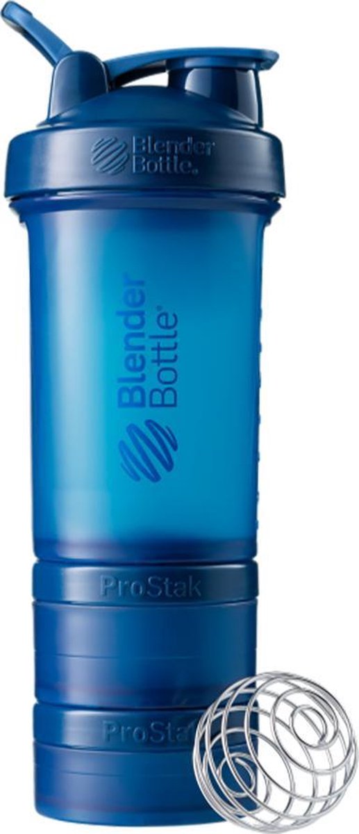 BlenderBottle ProStak - Eiwitshaker | Bidon | Shakebeker - 650 ml  - Full Color Navy Blue | Marine Blauw