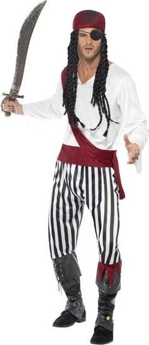 Zwart/wit piraten kostuum / verkleedkleding voor heren 52-54 (L)