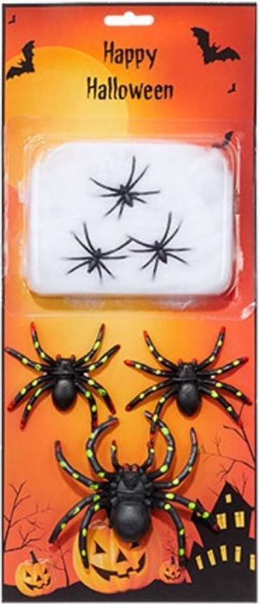 Verhaak Spinnenweb Met 3 Spinnen Zwart 16 X 35 Cm