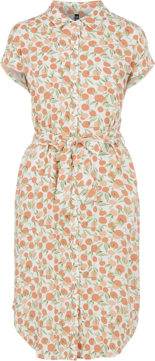 Pieces PCNYA SS SHIRT DRESS Buttercreame Dames Blouse jurk - Maat XS