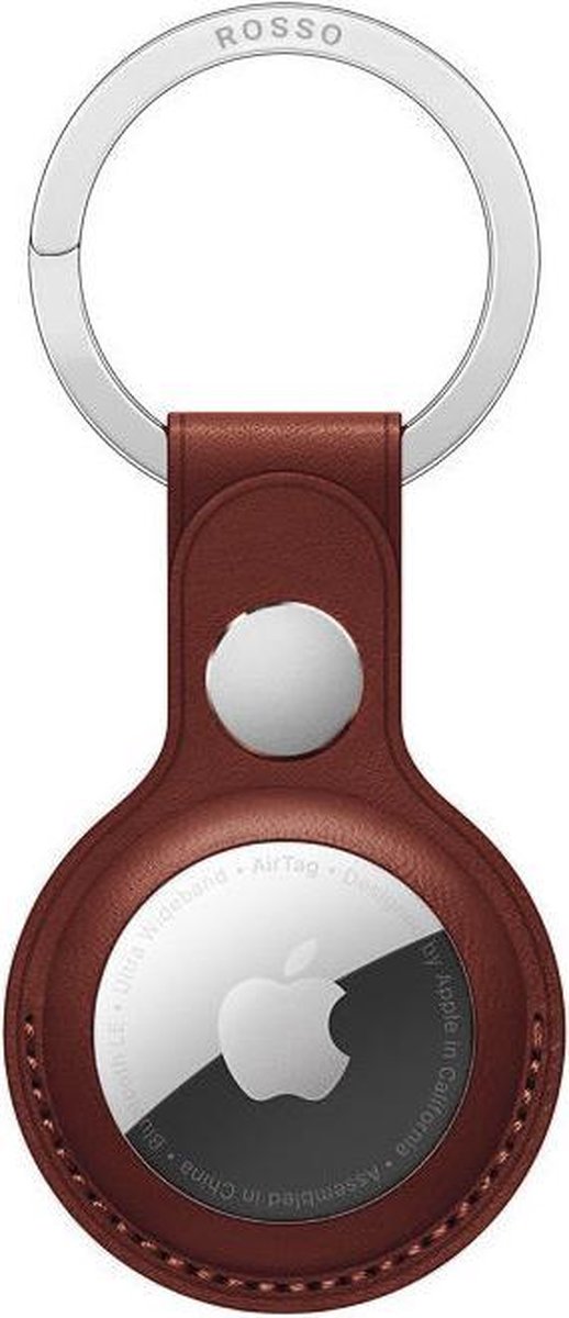 Rosso Element Apple AirTag Sleutelhanger Kunstleer Hoesje Bruin