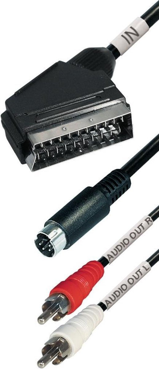 Transmedia S-VHS en Tulp 2x RCA (m) naar Scart (m) kabel / zwart - 1