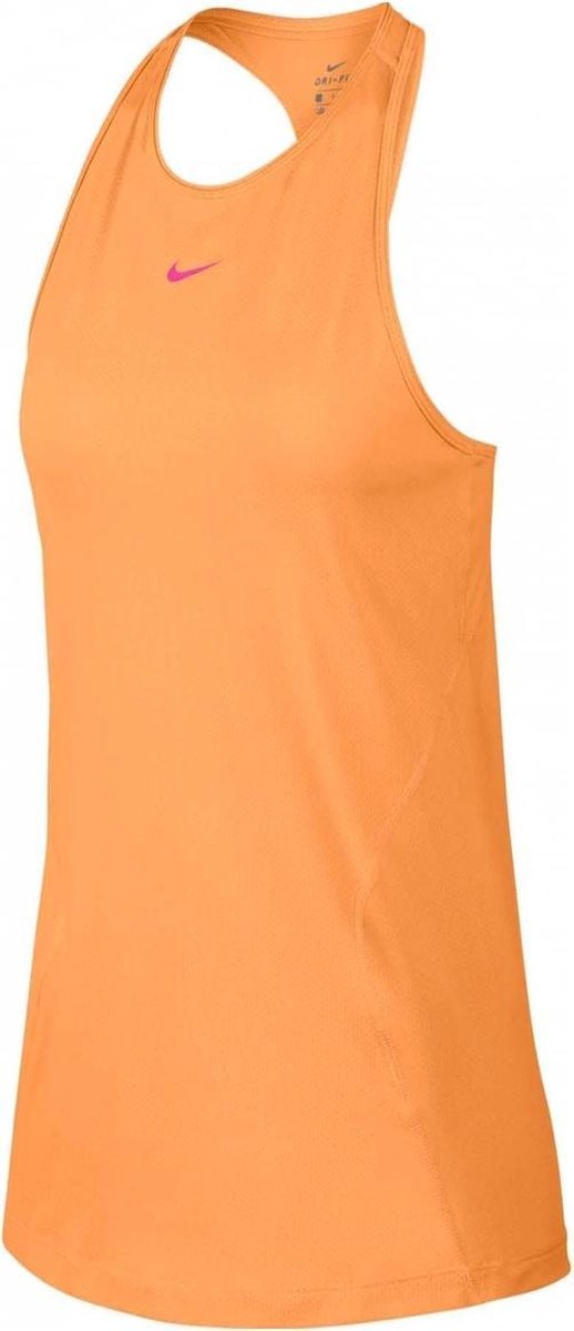 Nike pro all over mesh tanktop in de kleur oranje.