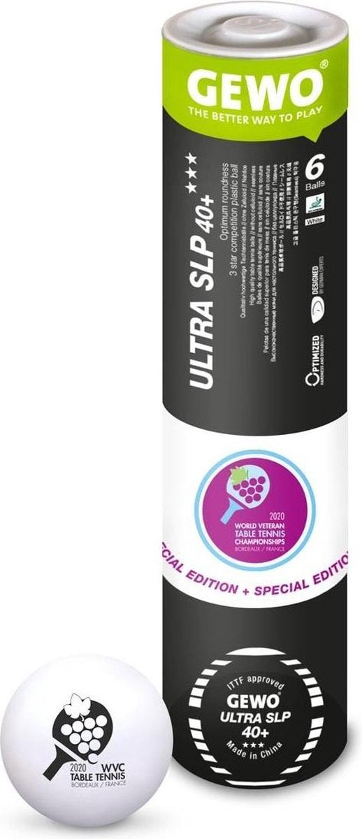Gewo WVC2020 Ultra SLP 40+ 3* - Tafeltennis Ballen - 6 Ping Pong ballen - Premium kwaliteit