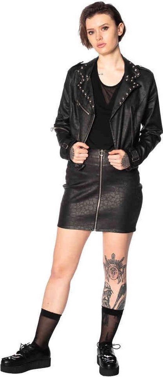 Banned Biker jacket -S- GLAM GOTH STUDS BIKER Zwart