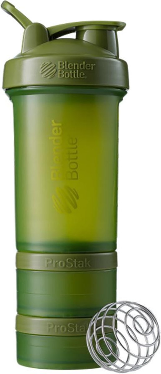 BlenderBottle ProStak - Eiwitshaker | Bidon | Shakebeker - 650 ml  - Full Color Moss Green | Mos Groen