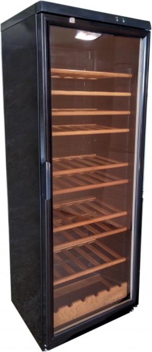 whirlpool wijnkoelkast - 105 FLESSEN VITRINE KOELKAST (PROFESSIONEEL) 275L / SLOT / LED / ANALOGE THERMOMETER / 5 LEGROOSTERS