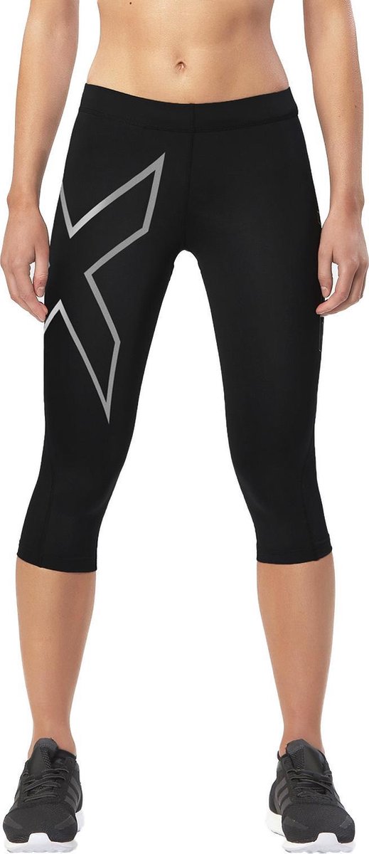 2xu Sportlegging core Compression 3/4 Dames Zwart/zilver Maat S