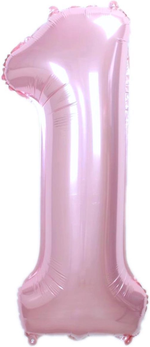 Folie Ballon Cijfer 1 Jaar Roze 86Cm Verjaardag Folieballon Met Rietje