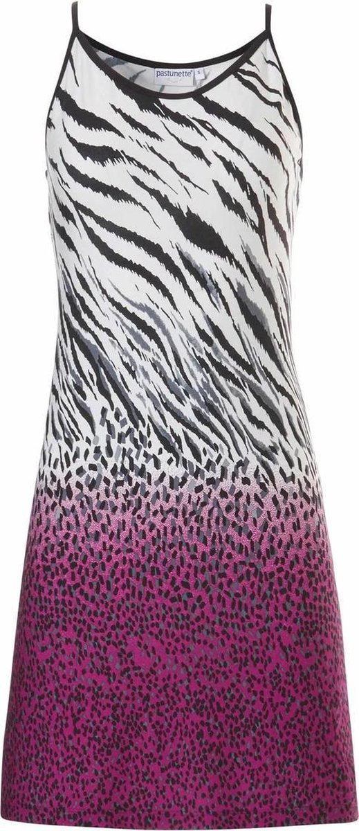 Pastunette dames nachthemd spaghetti Zebra  - M  - Wit