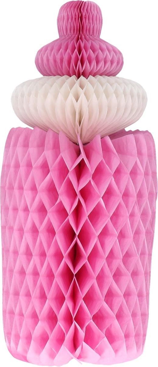 Pompom babyfles roze - baby shower - baby fles roze