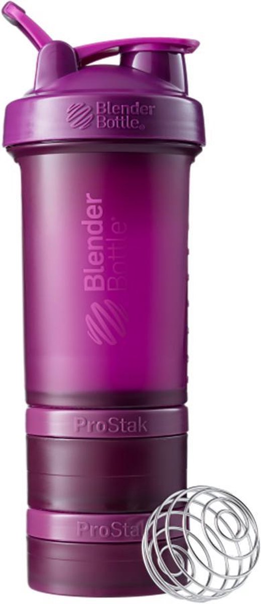 BlenderBottle ProStak - Eiwitshaker | Bidon | Shakebeker - 650 ml  - Full Color Plum | Paars