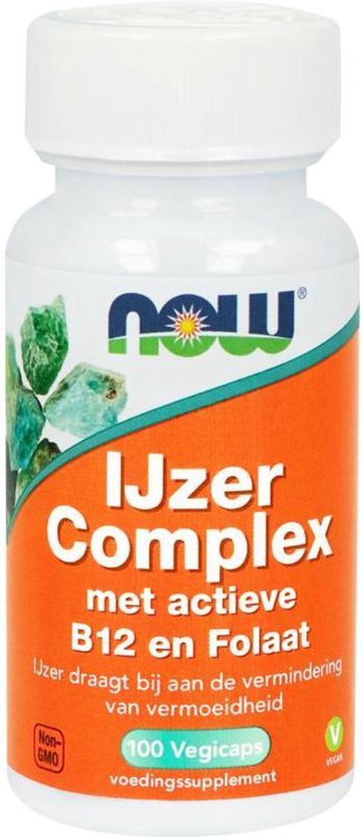 NOW  IJzer complex met actieve B12 en Folaat - 100 vcaps