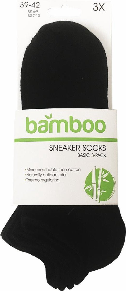 Bamboe Sneakersokken 3 paar - zwart - Apollo - 39/42