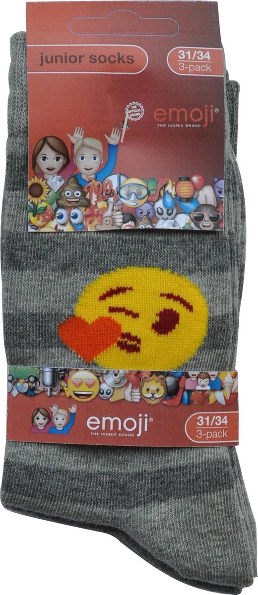 Emoji Meisjessokken- Multipack 2x 3 paar kousen - maat 27/30 - leuke smiley print