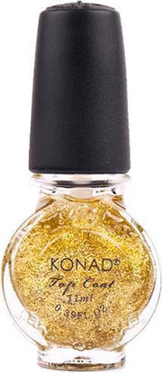 Top coat glitter goud Konad stamping nailart