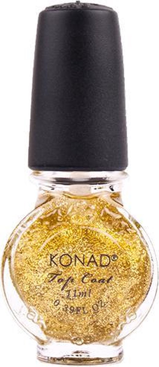 Top coat glitter goud Konad stamping nailart