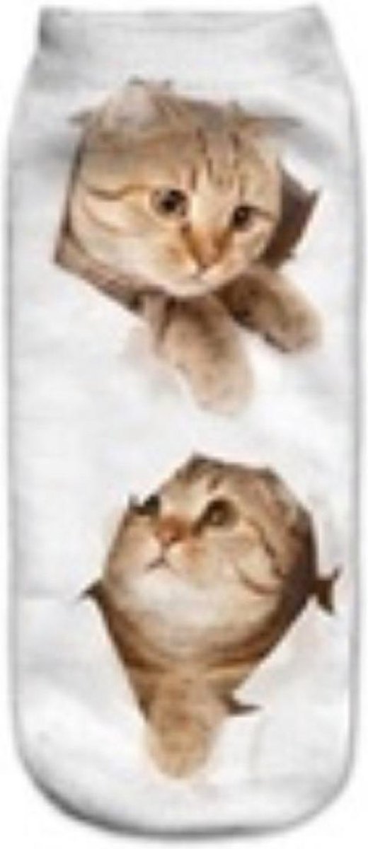 Enkelsokken Kat - kattensokken - fotoprint enkelsokken - Unisex - Maat 36-41