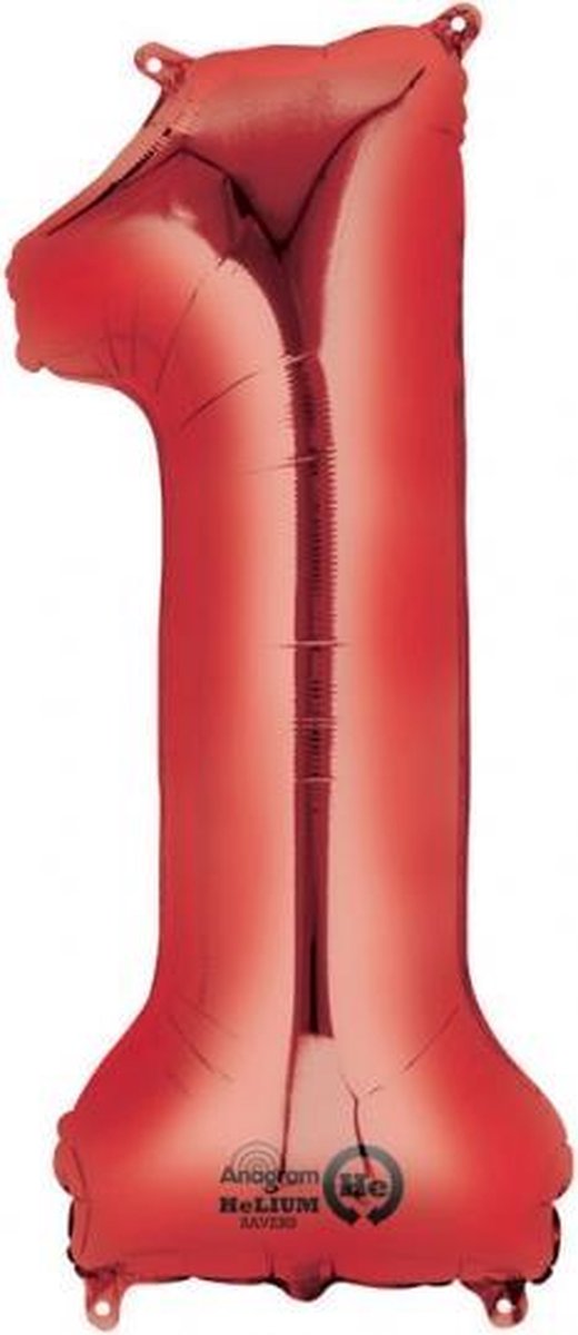 SuperShape 1 Red Foil Balloon P50 Packaged 33 x 86 cm