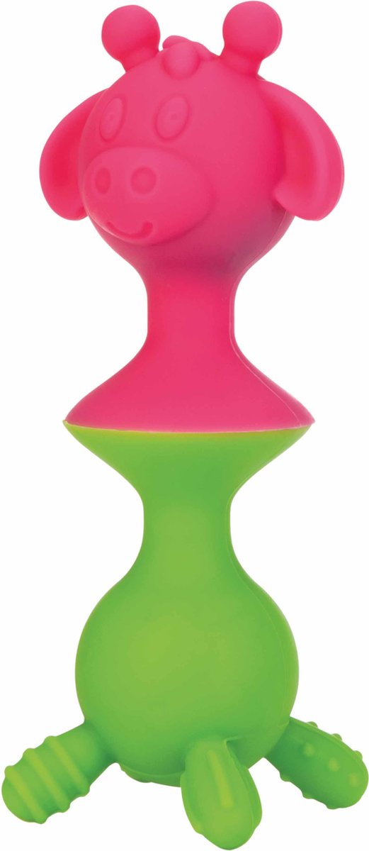 Nûby - Silicone rammelaars - Giraf - Roze & Groen - 18m+