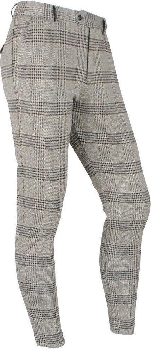 Ferlucci - Heren Chino - Model Paulo - Stretch - Beige Zwart geblokt