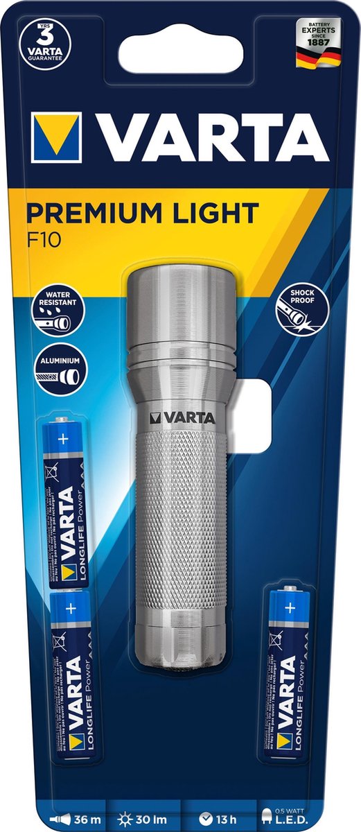 Varta Premium LED Light 3AAA Zaklamp Aluminium