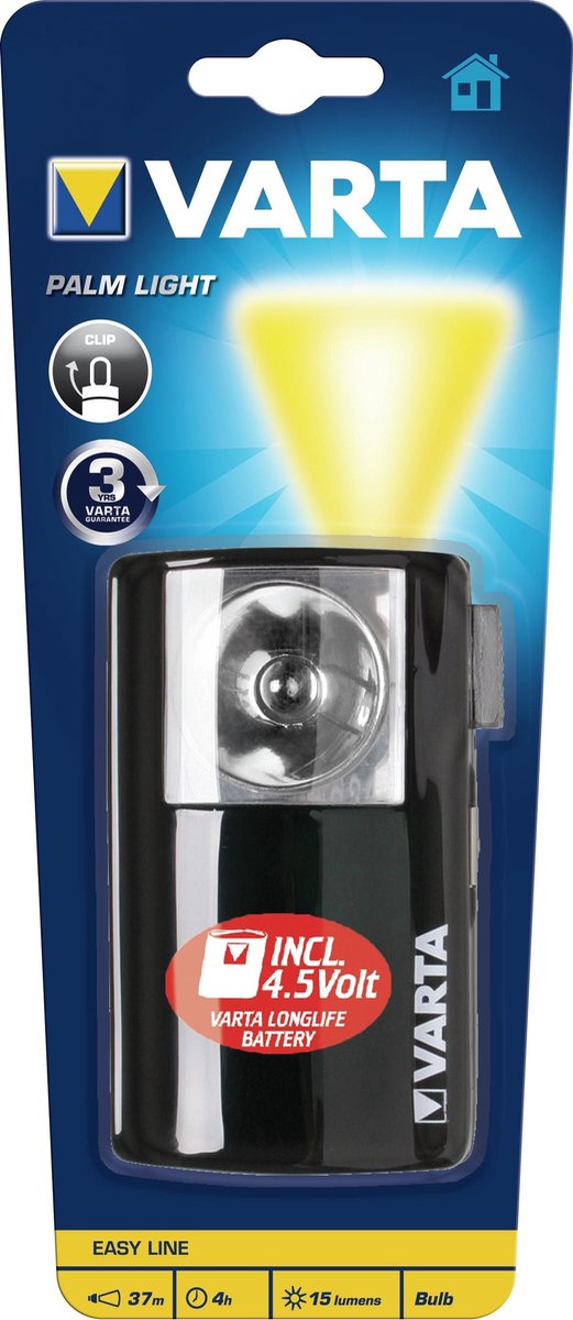 Varta Palm Light 3R12 Universele zaklamp Zwart