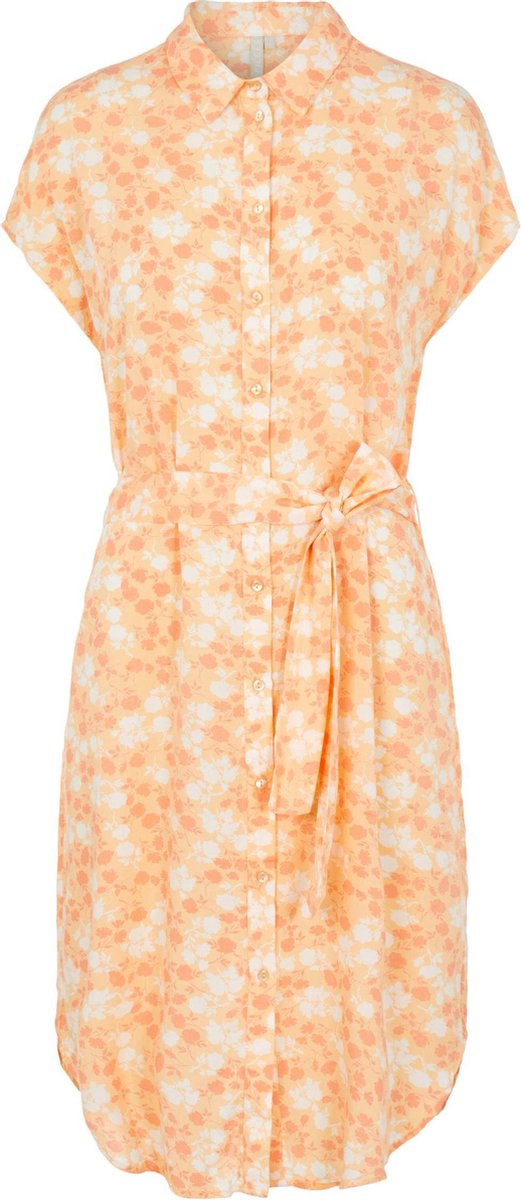 Pieces PCNYA SS SHIRT DRESS Apricot Cream Dames Blouse jurk - Maat XS
