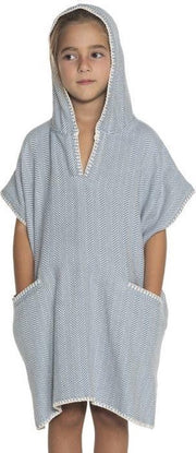 Strandponcho ZigZag Air Blue - Leeftijd 2-3 jaar - jongens/meisjes/unisex pasvorm - poncho handdoek voor kinderen met capuchon - zwemponcho - badcape