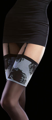 Zwarte Luxe Fiore kousen Nicolette - 4 met brede band