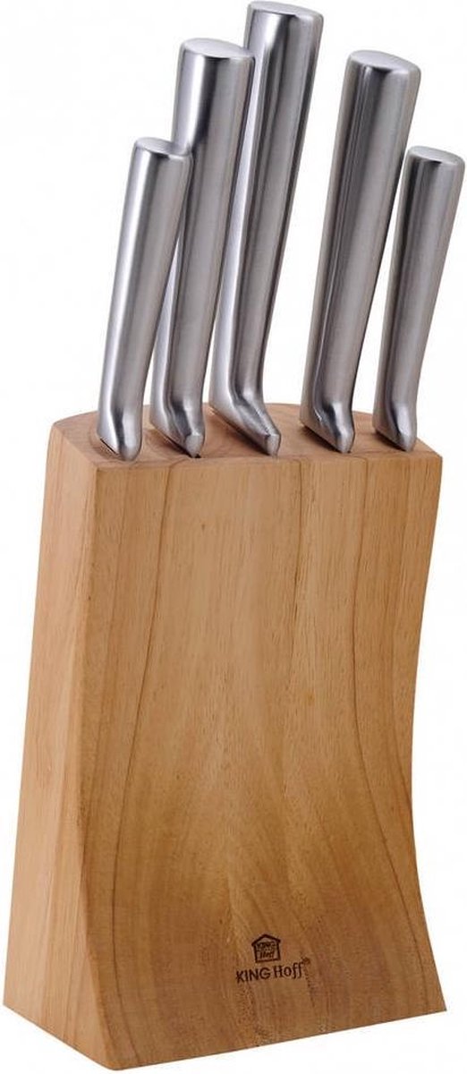Kinghoff 1153 Messenset - Messenblok hout - rvs - 6 delig