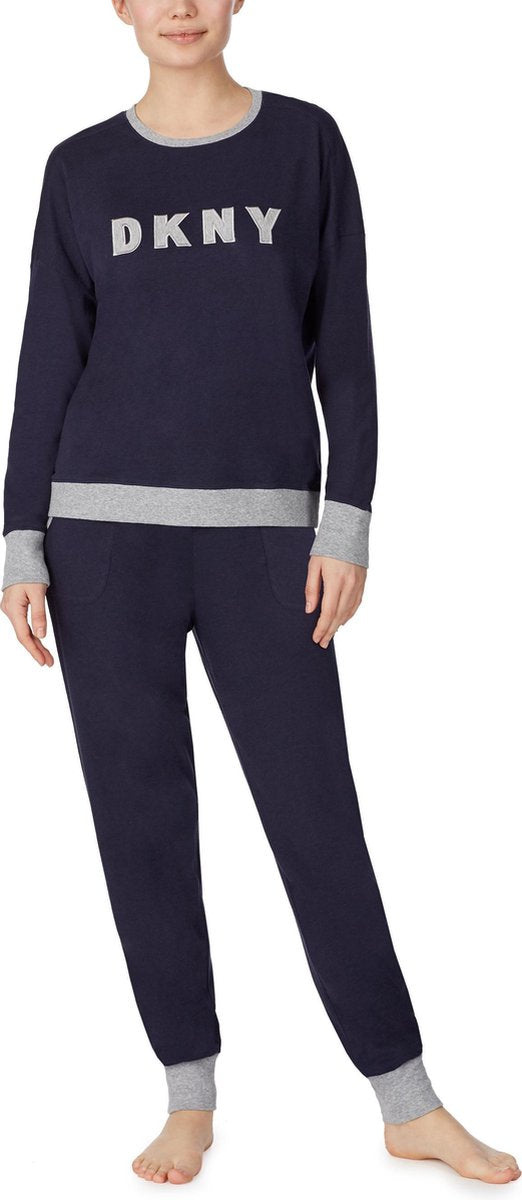 DKNY - NEW SIGNATURE L/S TOP & JOGGER SET - Ink - Vrouwen - Maat S