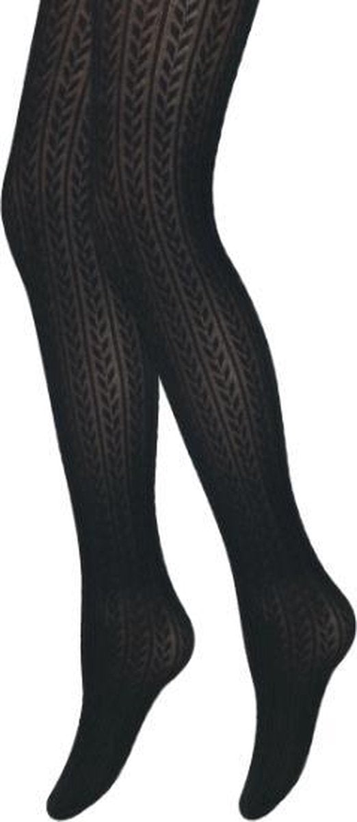 Panty - Ribgebreid - Gestreept - Zwart - Maat XL (46-48)