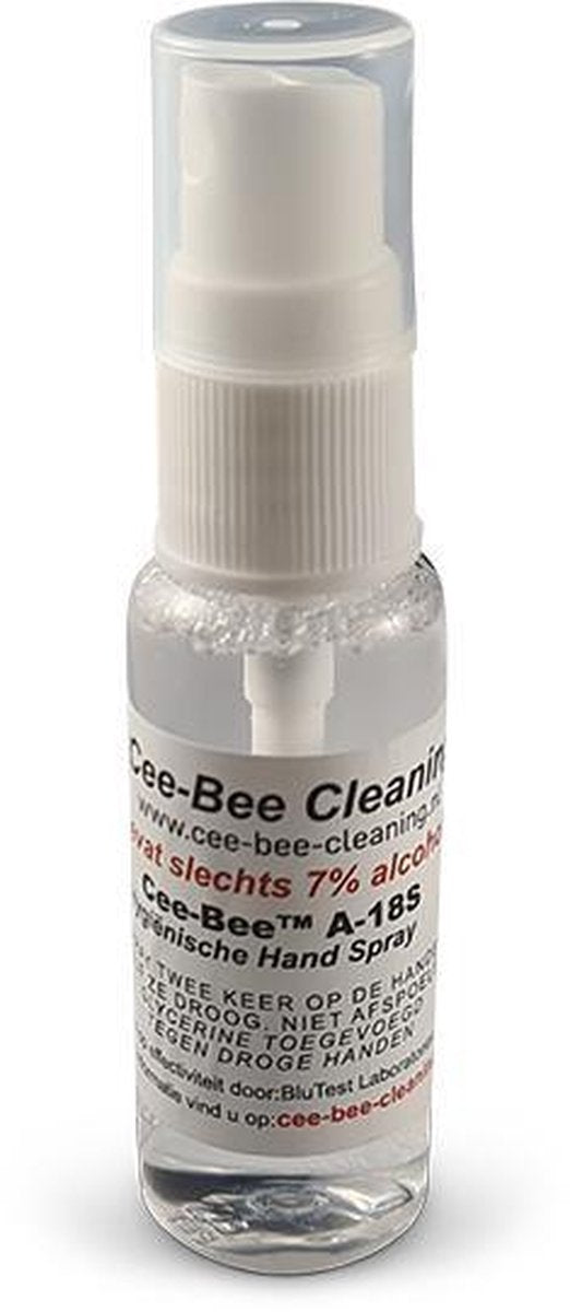 Cee-Bee A-18S Hygienische Handspray op alcoholbasis | Reisflacon 20ml |Met Glycerine om het uitdrogen van de handen te voorkomen