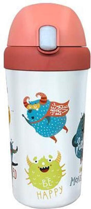 PLA/plant bioloco beker met rietje voor kinderen 400ml - Happy Monsters