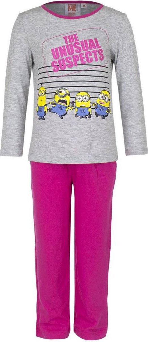 Kinder Pyjama - Minions (Grijs/Fuchsia)Maat 104