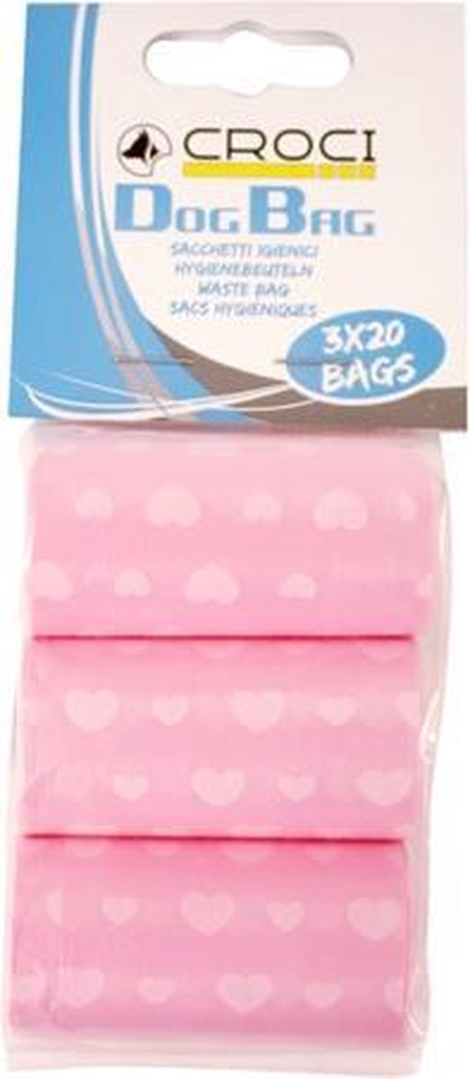 Croci poepzakjes roze met hartjes - 3x20 st - 1 stuks