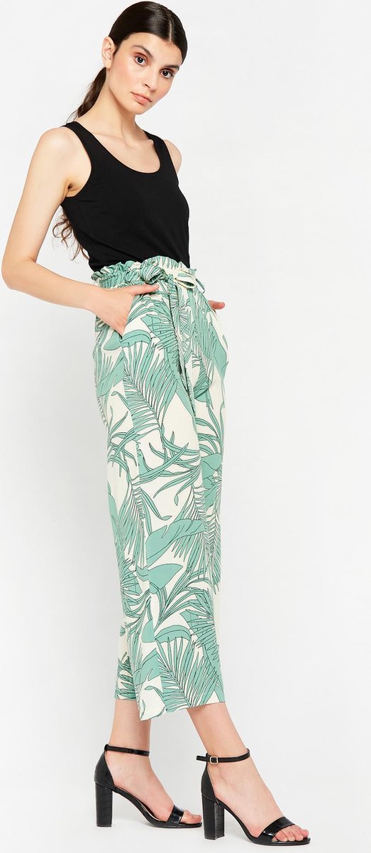 Broek met tropische print - Licht Groen