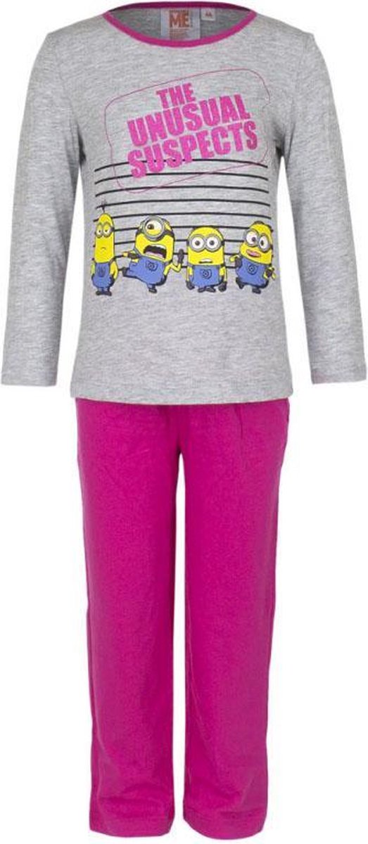 Kinder Pyjama - Minions (Grijs/Fuchsia)Maat 98