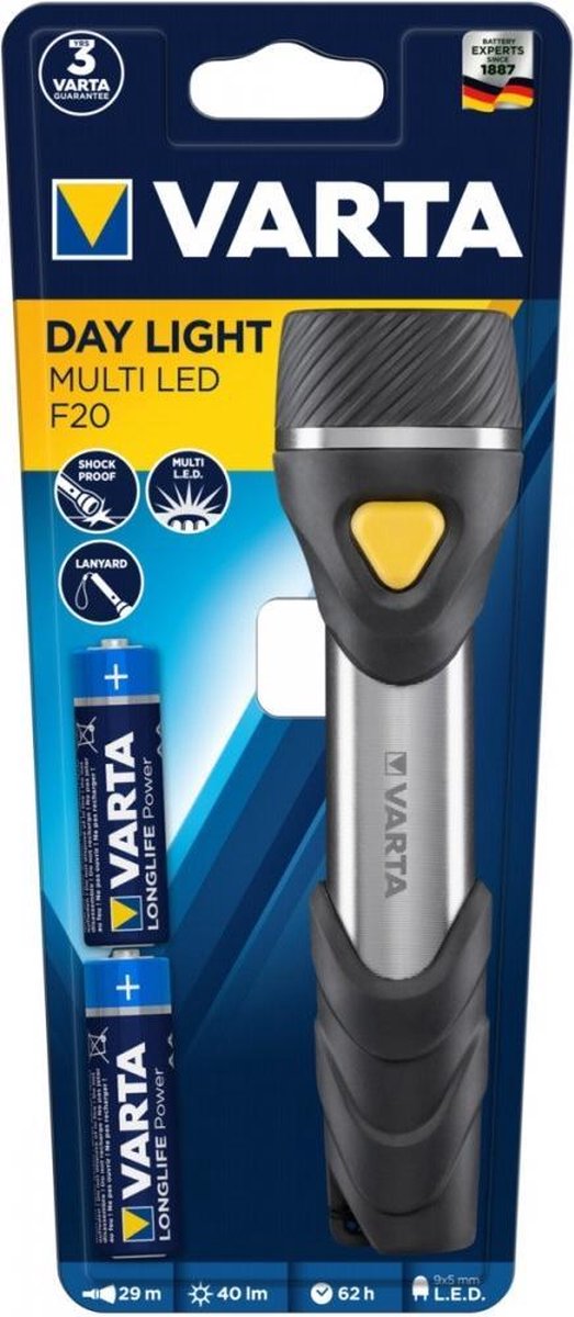 Varta Day Light Multi LED F20 Zaklamp Zwart