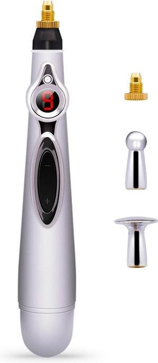 Massage Pen - Elektronische Acupunctuur Pen - Ronde en Platte Kop - Gel - Handleiding - Massage apparaat – Spierontspanning - Pijnbestrijding – Meridiaan Energy Pen