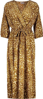 Dress Leopard With Strap At Waist 17080 21 Tabacco/ecru