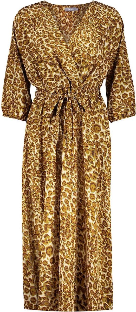 Dress Leopard With Strap At Waist 17080 21 Tabacco/ecru