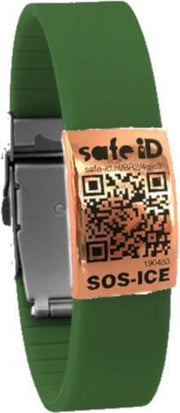 Safe-id Sos-armband Qr-code 22 Cm Rvs/siliconen Groen/rosé