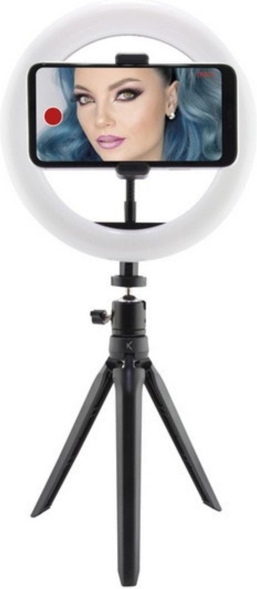 Ringlamp Ringlight Tiktok Lamp Ringlamp Met Statief Selfie Ring Light - 3 Kleuren - 10 Lichtstanden - 8 Inch Max Telefoon - 20CM diameter