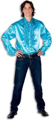 Ruche blouse aqua blauw voor heer